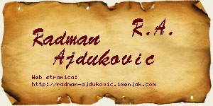 Radman Ajduković vizit kartica